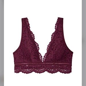 Victoria's Secret Deep V Crop Bralette Ruby Wine M